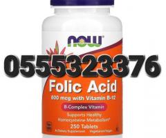 NOW Folic Acid 800mcg + B-12 Cyanocobalamin) 25 mcg.